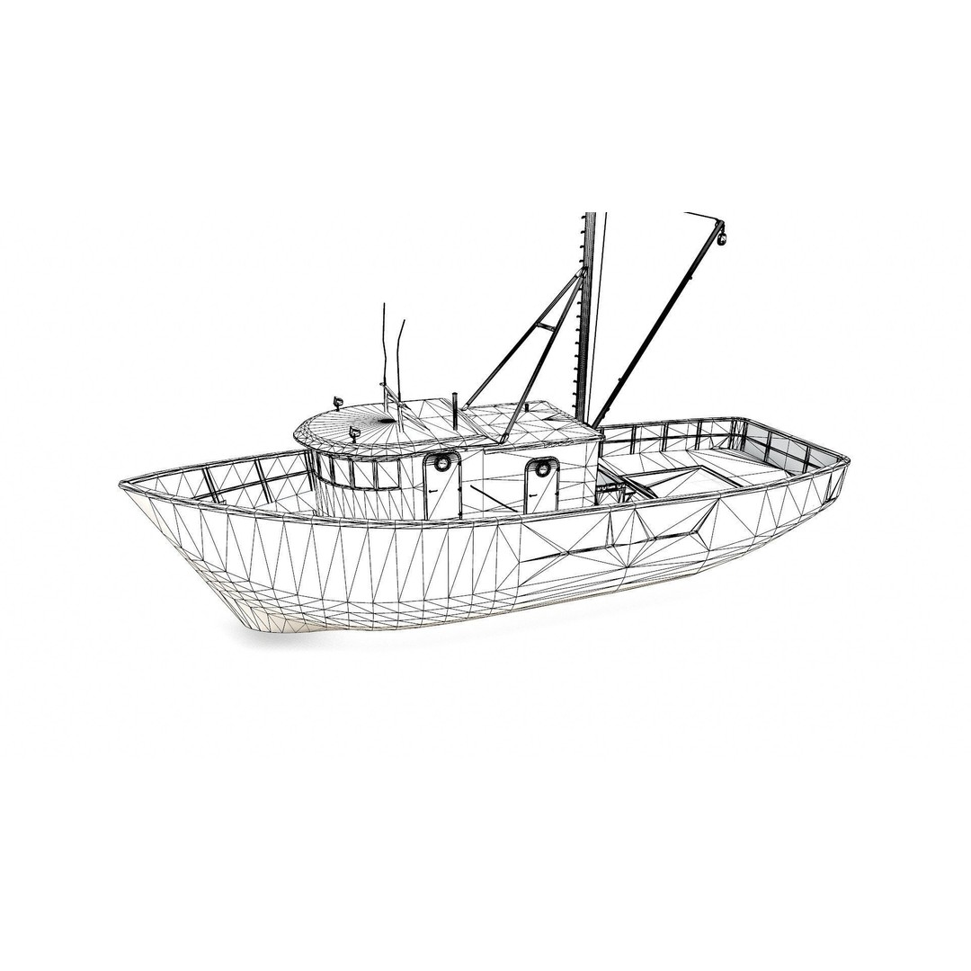 Old Fishing Boat 3D Model – Low Poly PBR Game Asset, FBX & OBJ - View 29