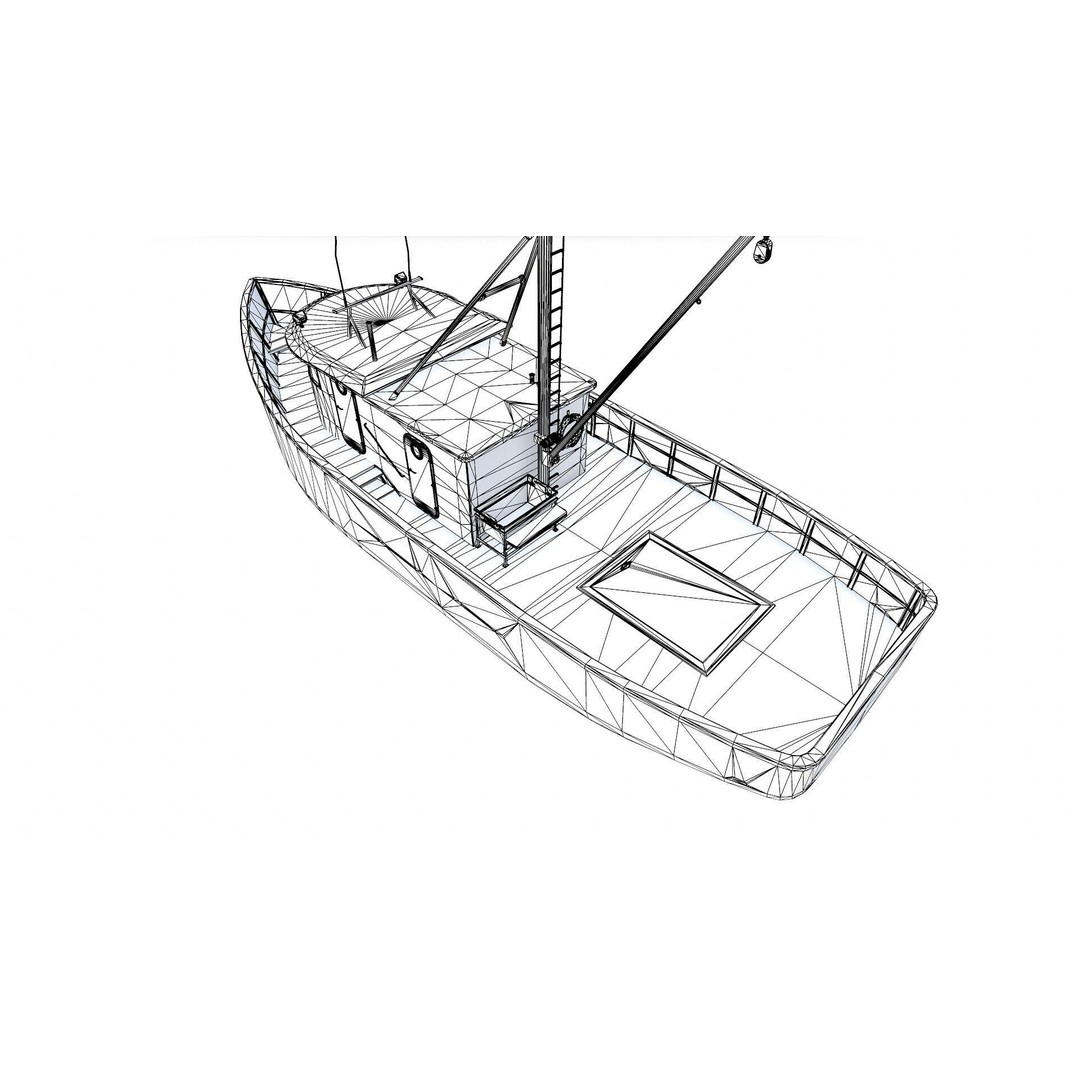 Old Fishing Boat 3D Model – Low Poly PBR Game Asset, FBX & OBJ - View 30