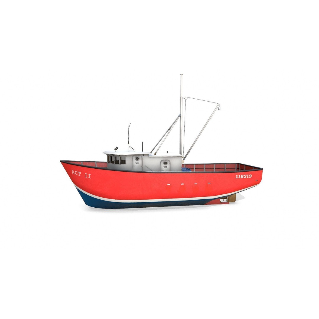 Old Fishing Boat 3D Model – Low Poly PBR Game Asset, FBX & OBJ - View 5