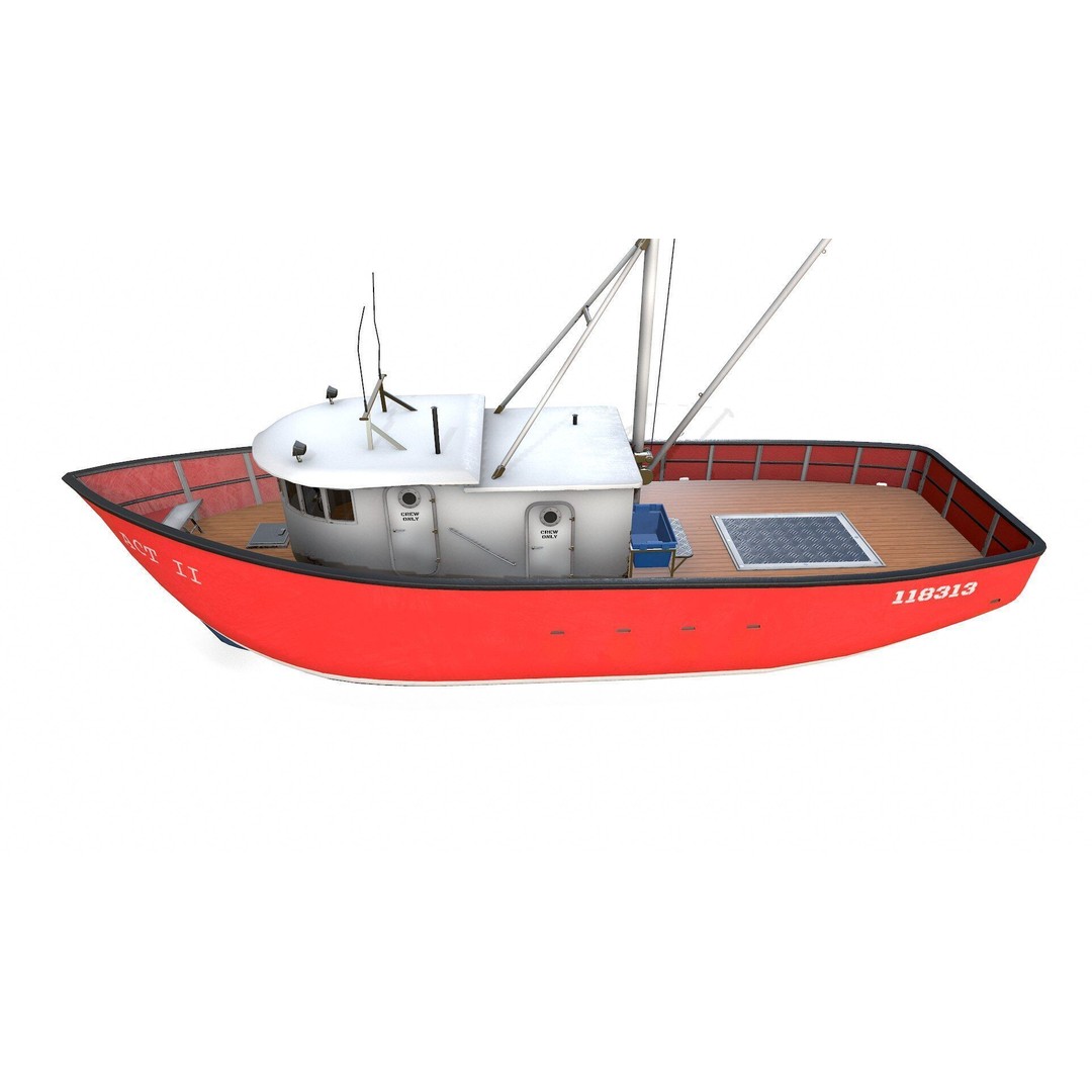 Old Fishing Boat 3D Model – Low Poly PBR Game Asset, FBX & OBJ - View 6