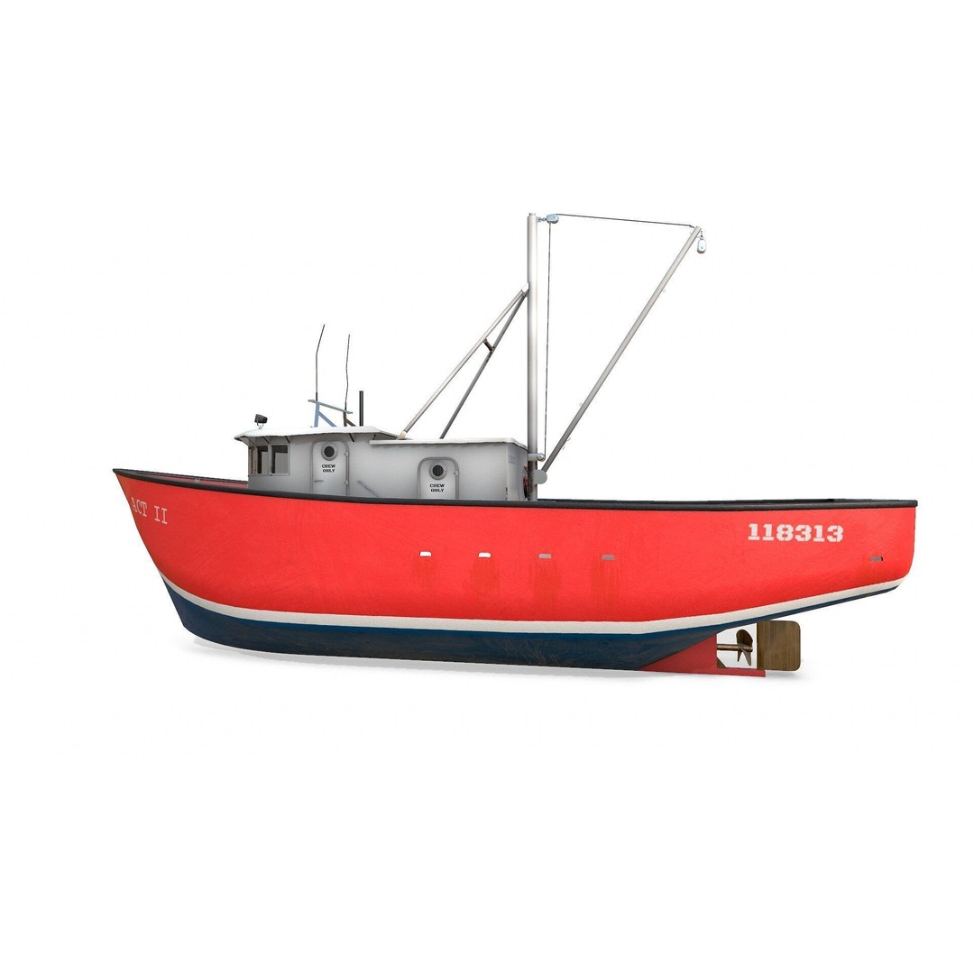 Old Fishing Boat 3D Model – Low Poly PBR Game Asset, FBX & OBJ - View 7