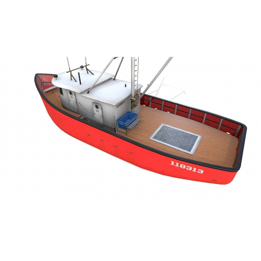 Old Fishing Boat 3D Model – Low Poly PBR Game Asset, FBX & OBJ - View 8