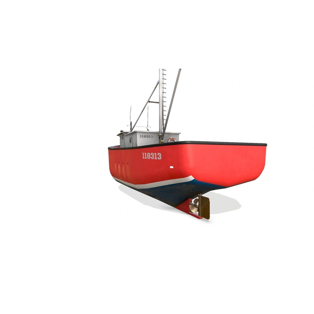 Old Fishing Boat 3D Model – Low Poly PBR Game Asset, FBX & OBJ - View 9