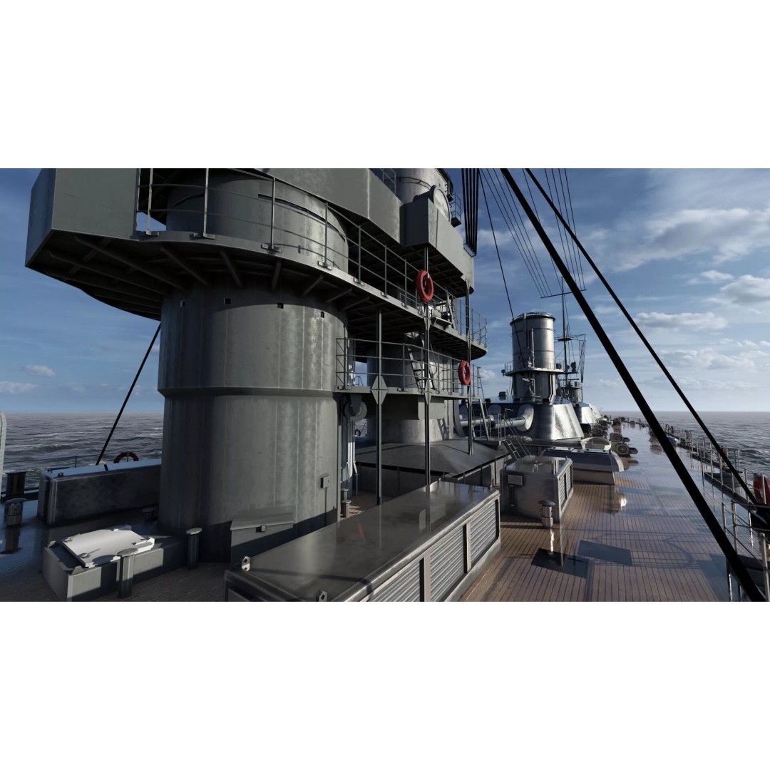 Imperial Russian Navy Dreadnought Battleship 3D Model – Detailed, Game-Ready, FBX - View 28