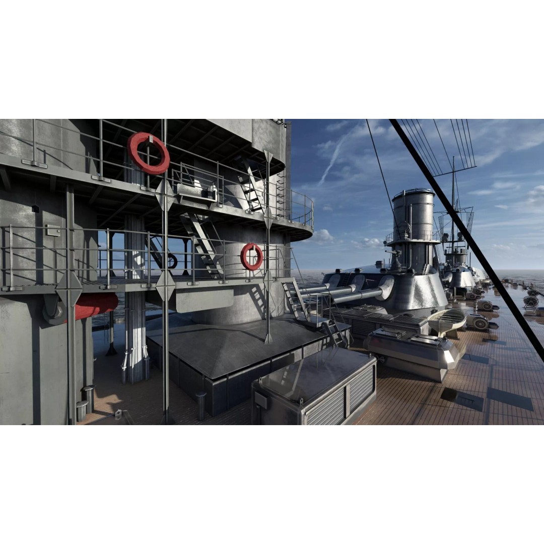Imperial Russian Navy Dreadnought Battleship 3D Model – Detailed, Game-Ready, FBX - View 29