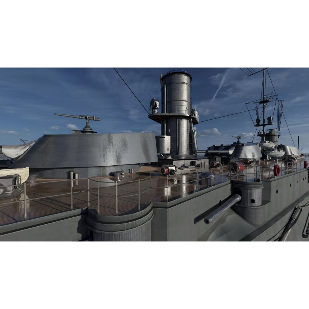 Imperial Russian Navy Dreadnought Battleship 3D Model – Detailed, Game-Ready, FBX - View 35