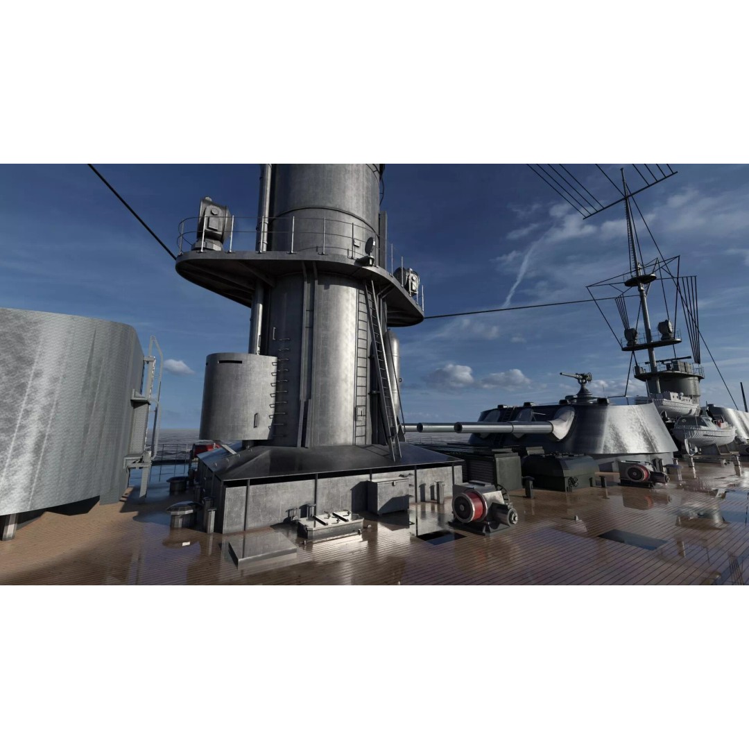 Imperial Russian Navy Dreadnought Battleship 3D Model – Detailed, Game-Ready, FBX - View 36