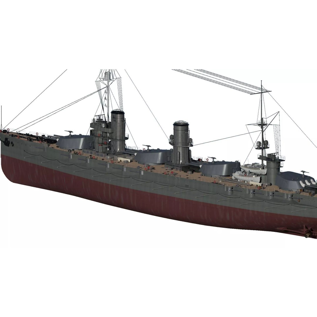 Imperial Russian Navy Dreadnought Battleship 3D Model – Detailed, Game-Ready, FBX - View 4