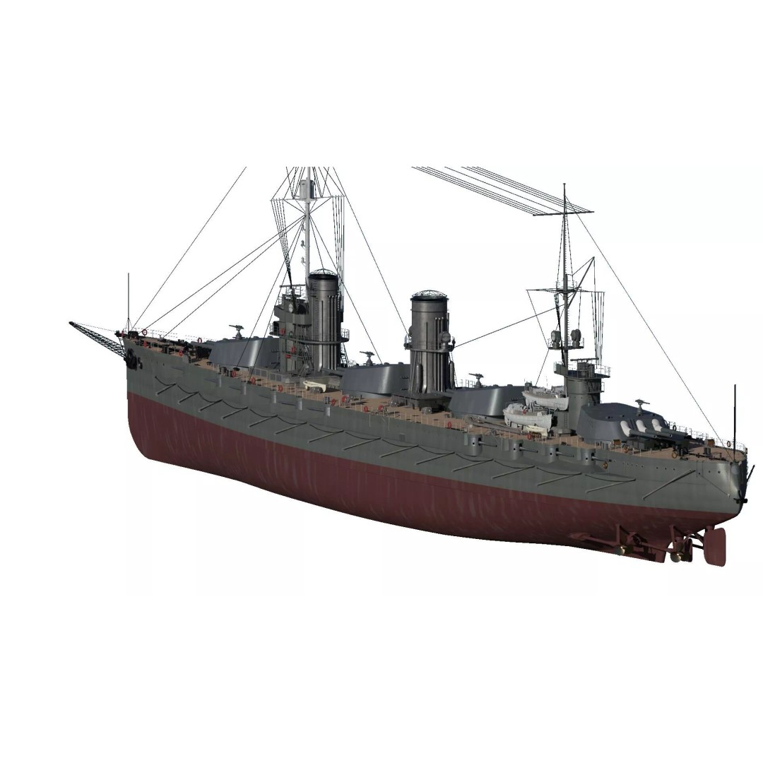 Imperial Russian Navy Dreadnought Battleship 3D Model – Detailed, Game-Ready, FBX - View 5
