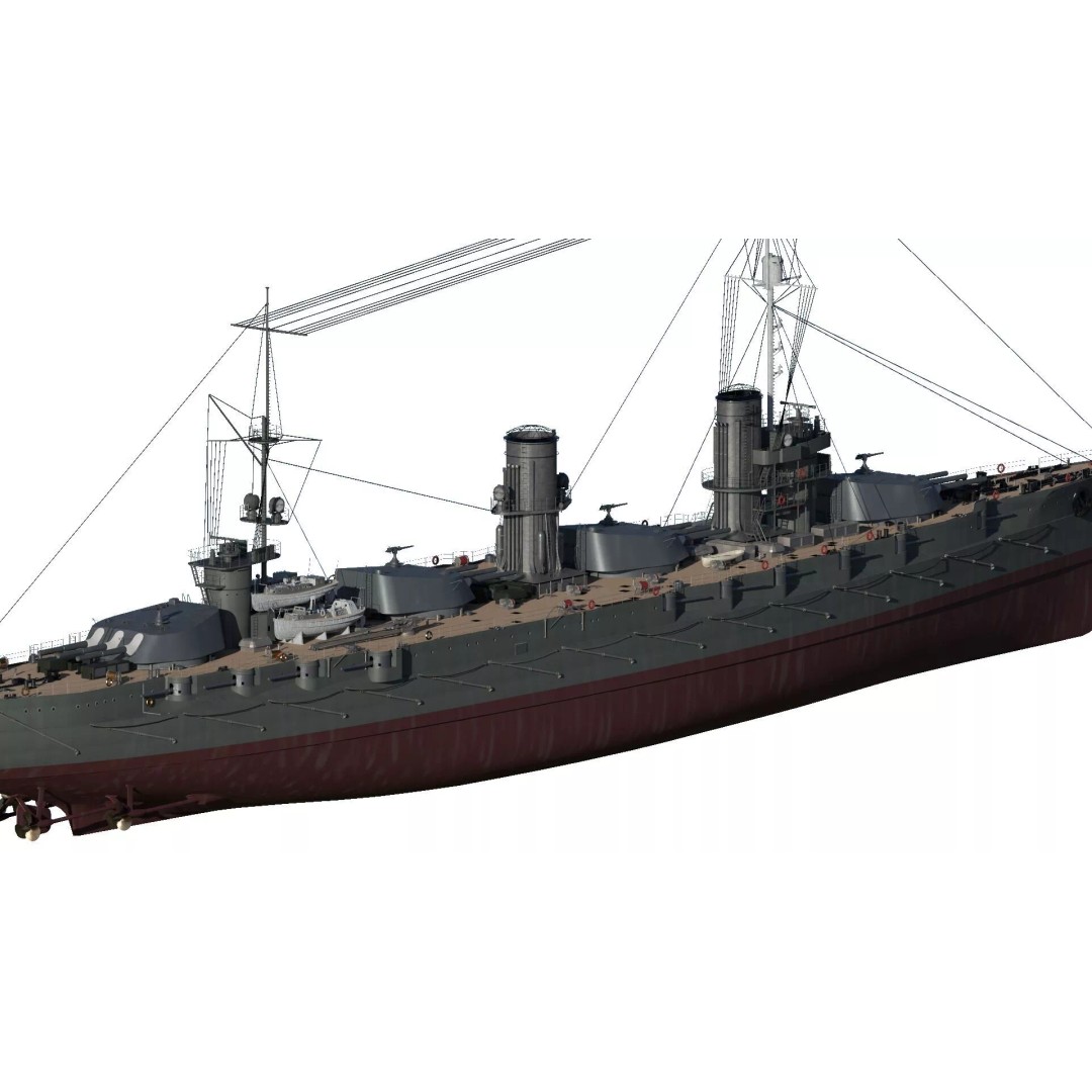 Imperial Russian Navy Dreadnought Battleship 3D Model – Detailed, Game-Ready, FBX - View 6