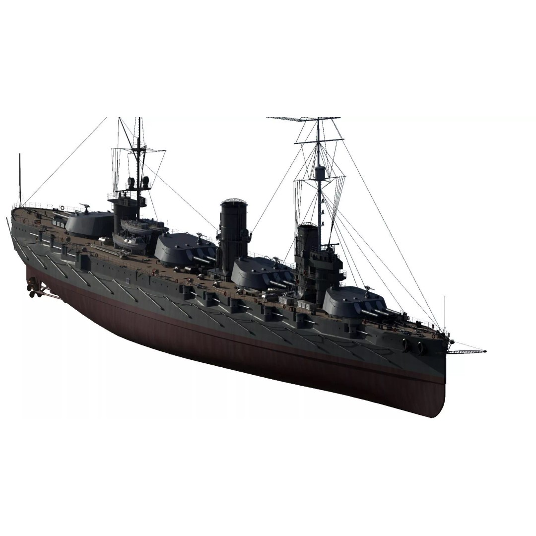 Imperial Russian Navy Dreadnought Battleship 3D Model – Detailed, Game-Ready, FBX - View 8