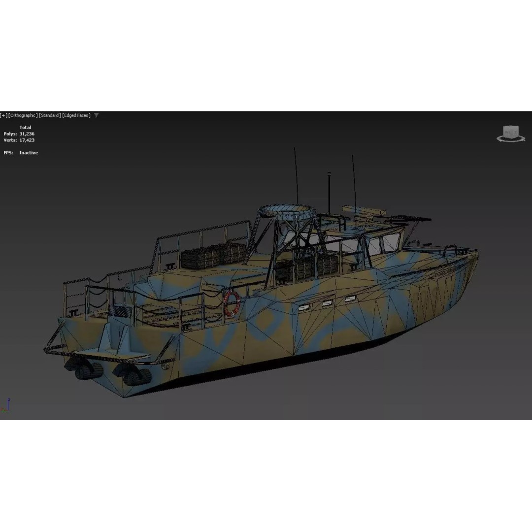 Riverine Patrol Boat 3D Model – Military Fast Assault Craft, FBX