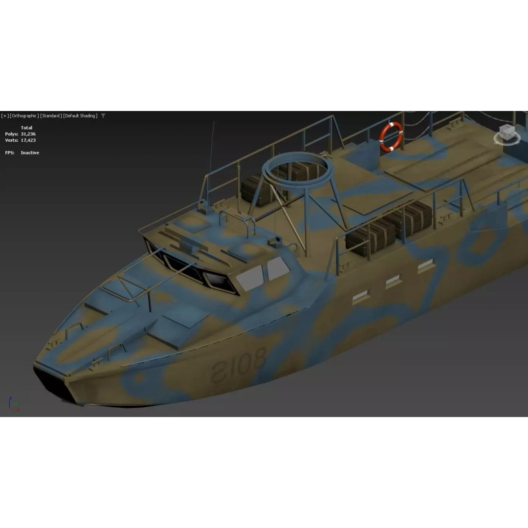 Riverine Patrol Boat 3D Model – Military Fast Assault Craft, FBX - View 10