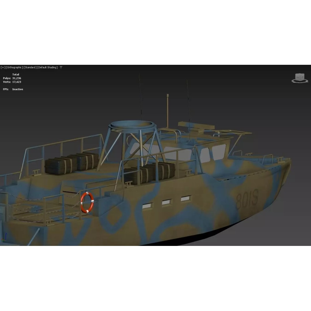 Riverine Patrol Boat 3D Model – Military Fast Assault Craft, FBX - View 12