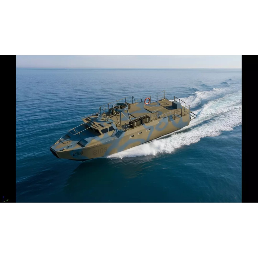 Riverine Patrol Boat 3D Model – Military Fast Assault Craft, FBX - View 2