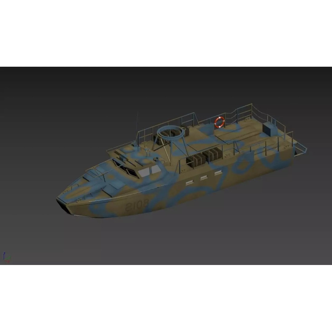 Riverine Patrol Boat 3D Model – Military Fast Assault Craft, FBX - View 3