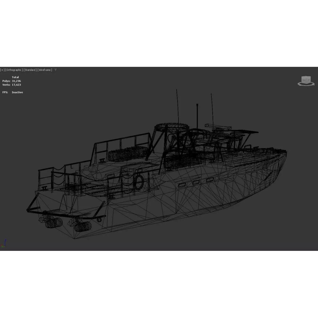 Riverine Patrol Boat 3D Model – Military Fast Assault Craft, FBX - View 4