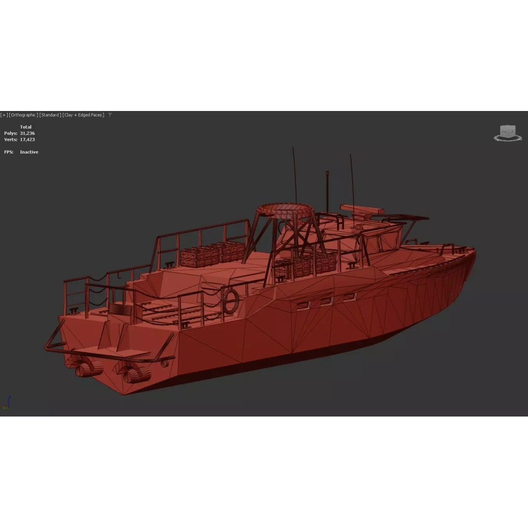Riverine Patrol Boat 3D Model – Military Fast Assault Craft, FBX - View 5