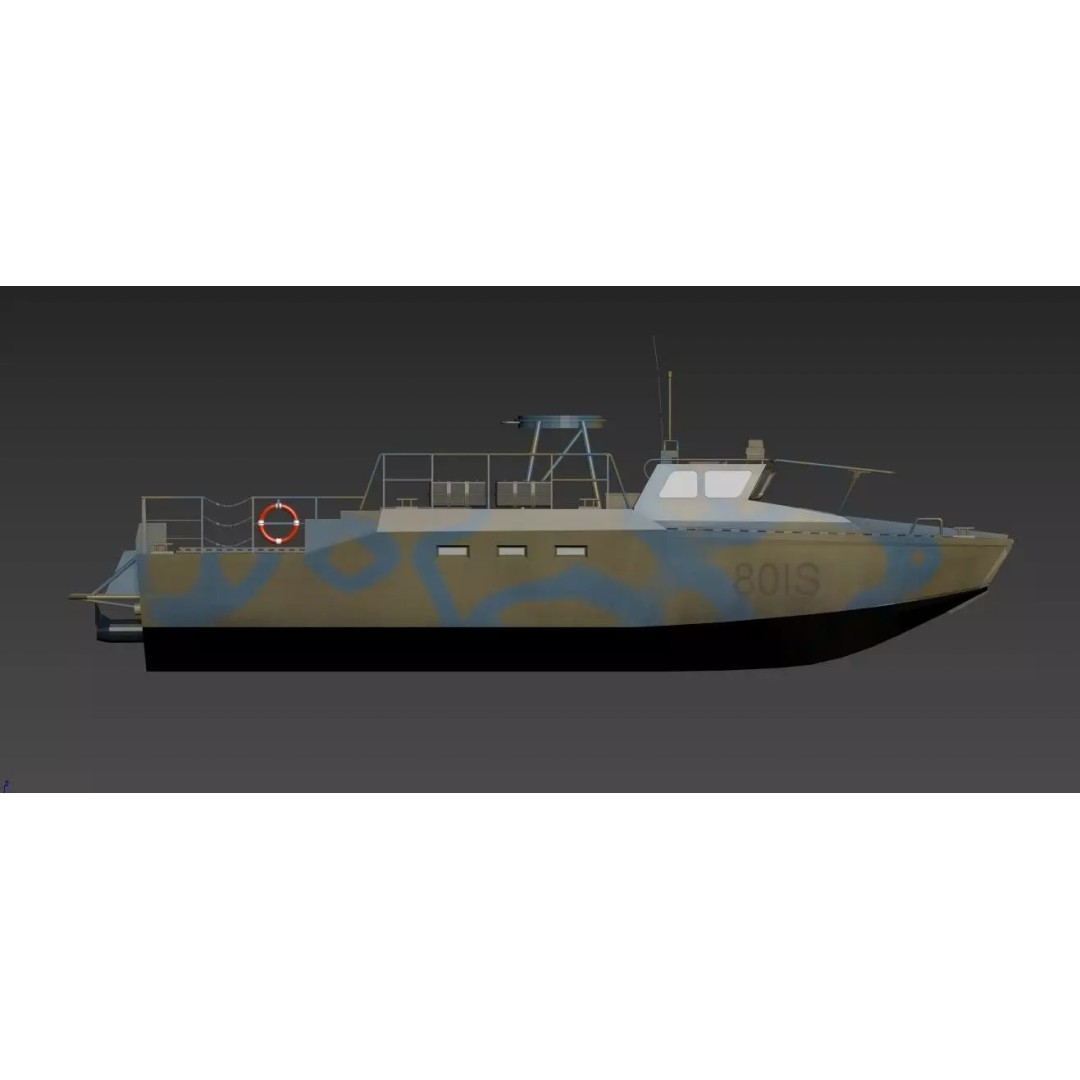 Riverine Patrol Boat 3D Model – Military Fast Assault Craft, FBX - View 8