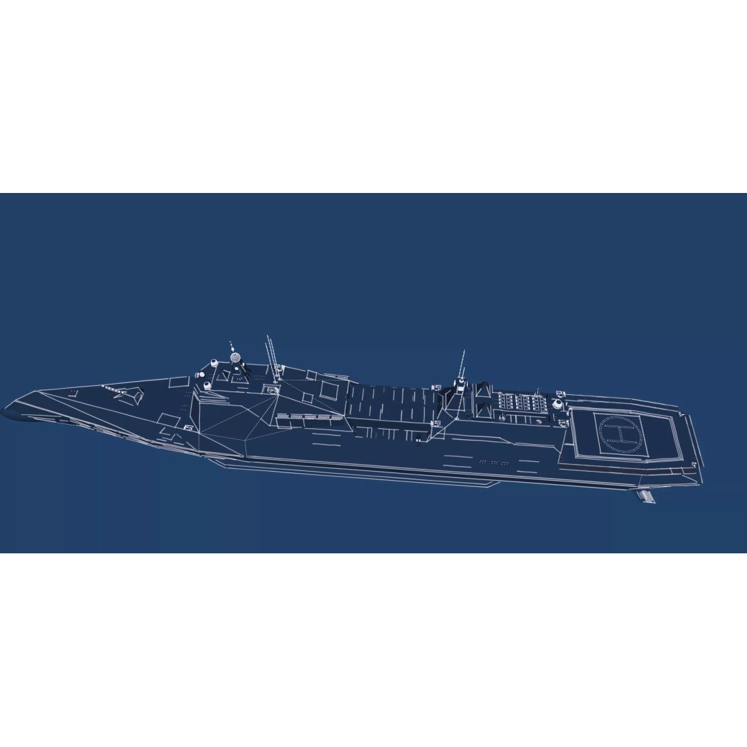 Stealth Frigate 3D Model – Detailed Military Watercraft, OBJ, FBX