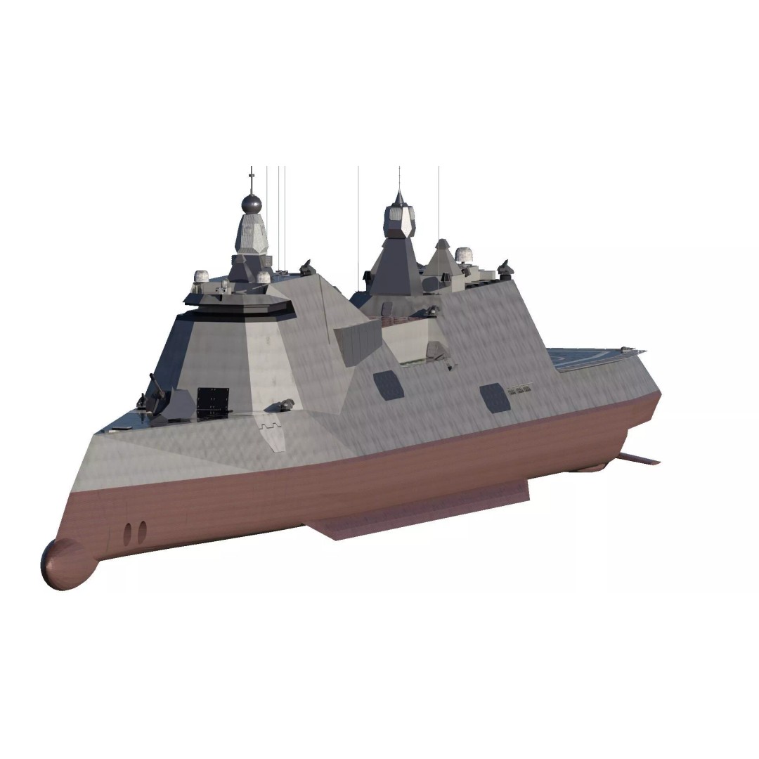 Stealth Frigate 3D Model – Detailed Military Watercraft, OBJ, FBX - View 2