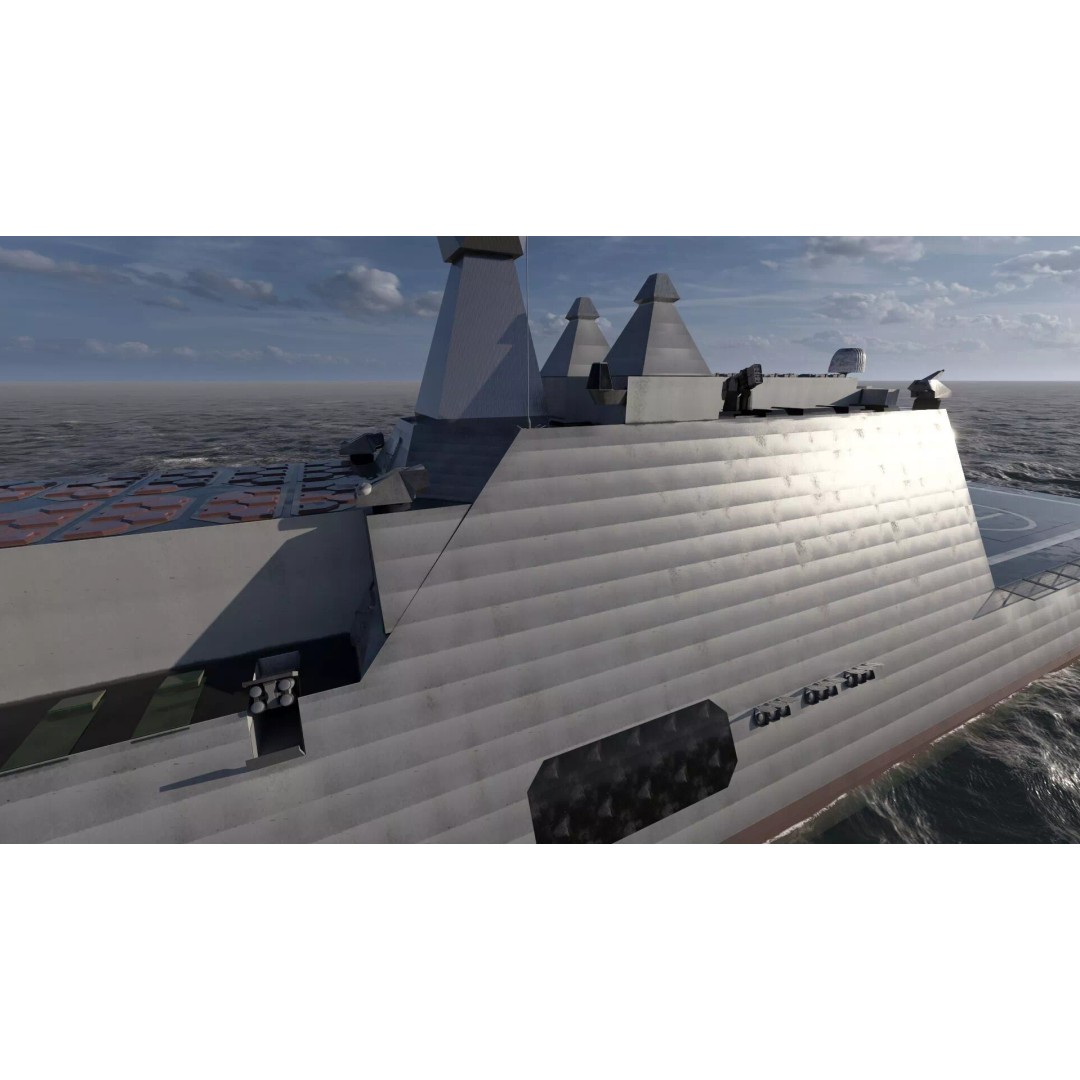 Stealth Frigate 3D Model – Detailed Military Watercraft, OBJ, FBX - View 33