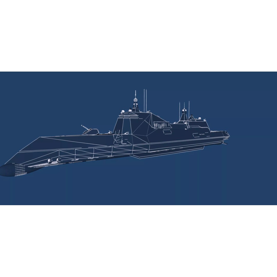 Stealth Frigate 3D Model – Detailed Military Watercraft, OBJ, FBX - View 48