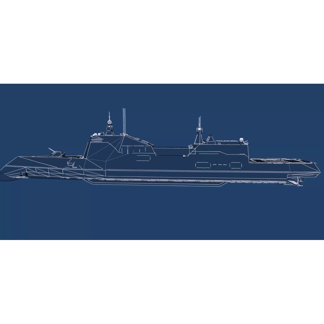 Stealth Frigate 3D Model – Detailed Military Watercraft, OBJ, FBX - View 49