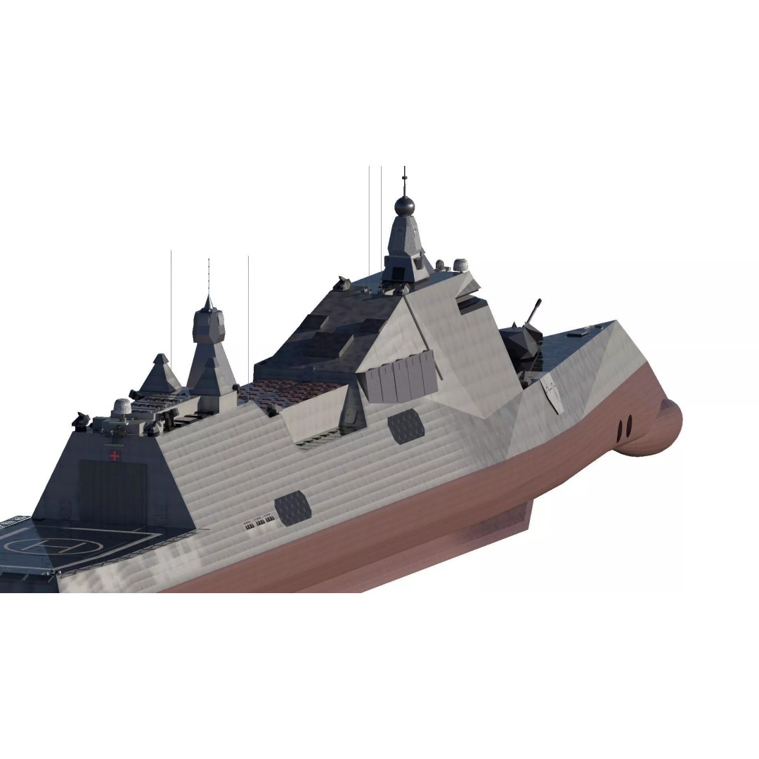 Stealth Frigate 3D Model – Detailed Military Watercraft, OBJ, FBX - View 6