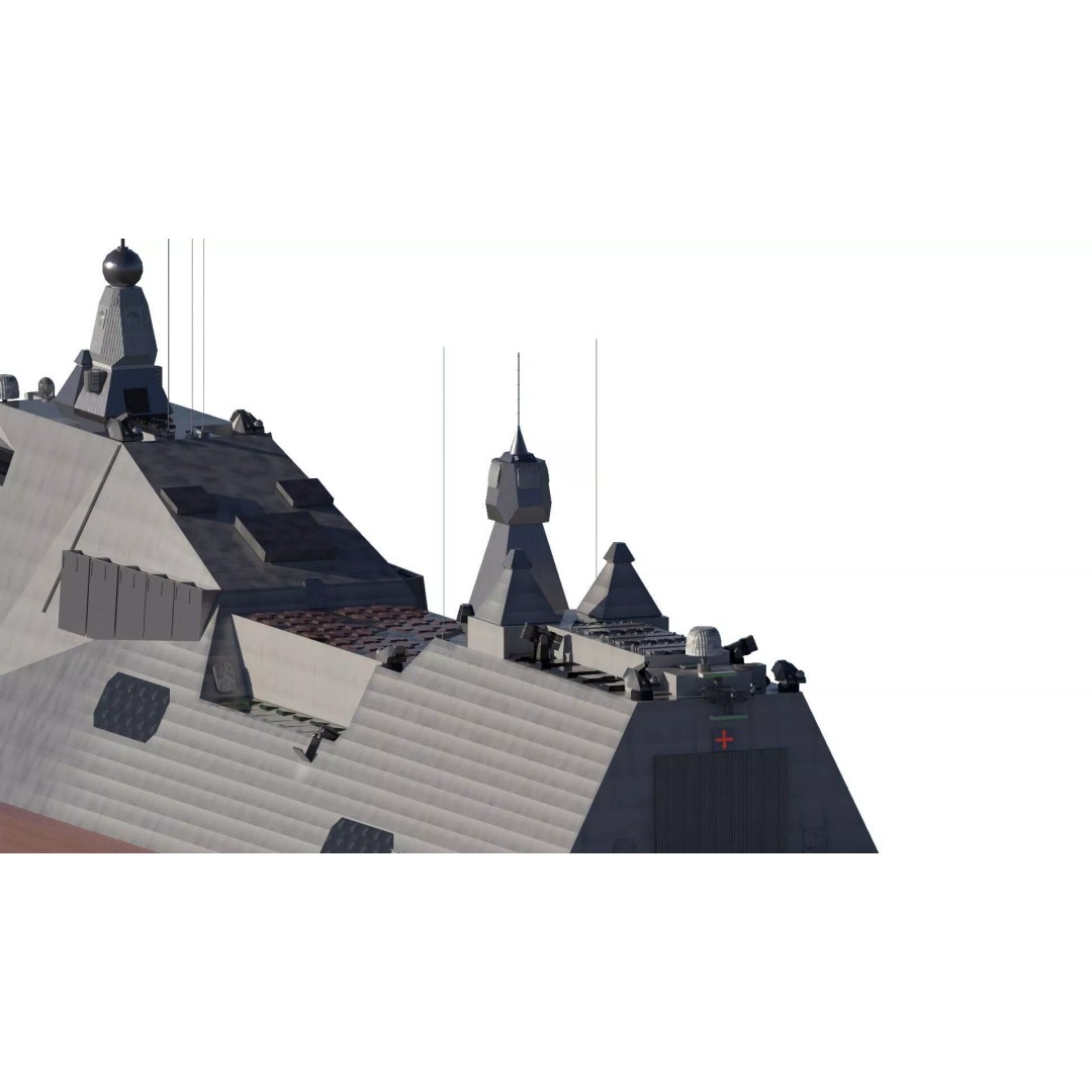 Stealth Frigate 3D Model – Detailed Military Watercraft, OBJ, FBX - View 8