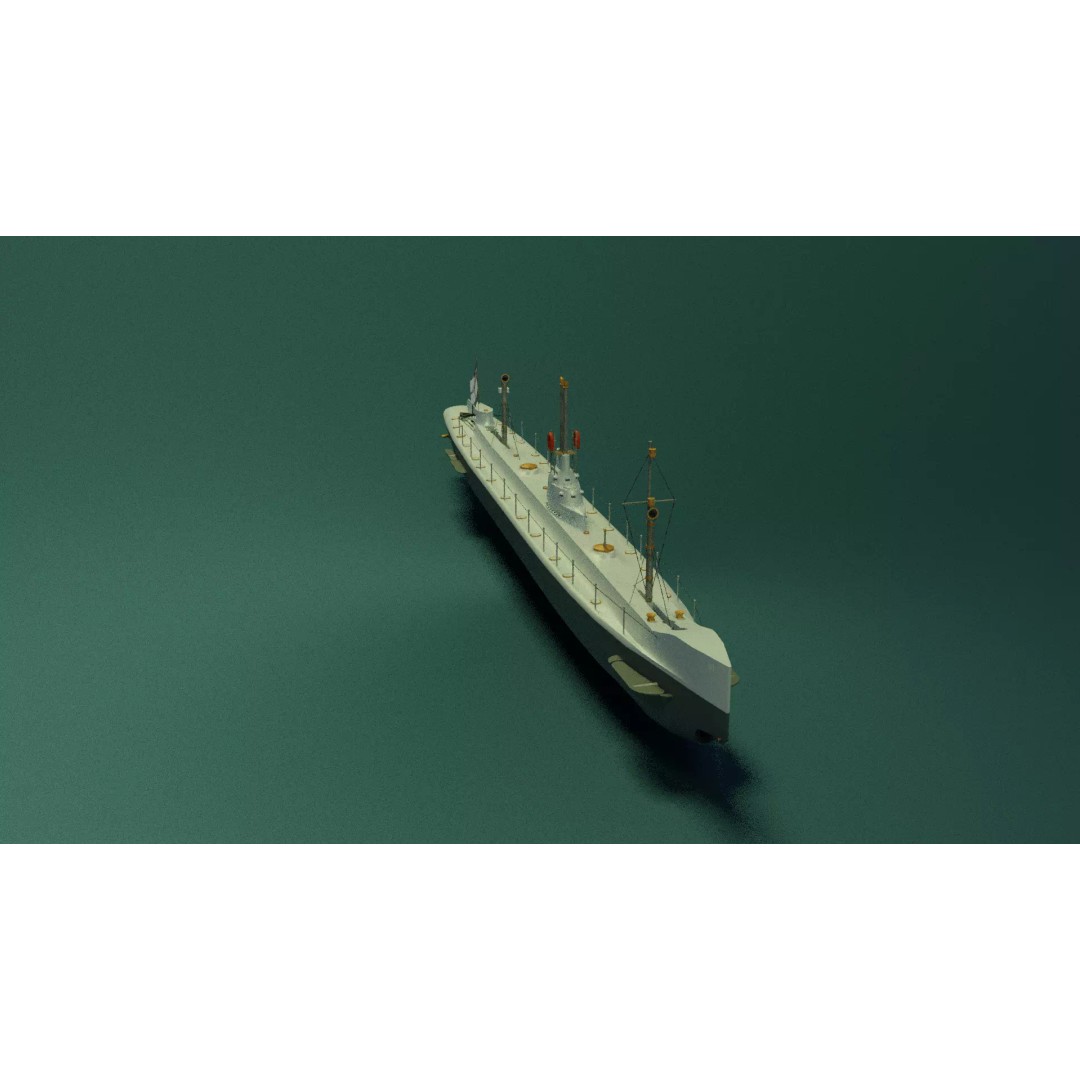 SMS U1 U-Boat 3D Model – Low Poly PBR Game Asset, Blender, FBX - View 10