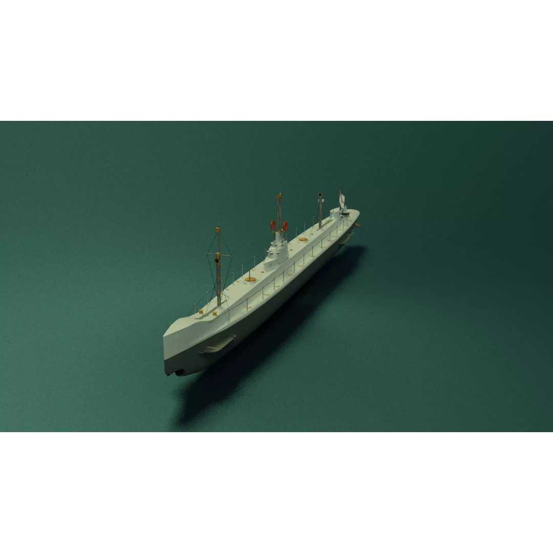 SMS U1 U-Boat 3D Model – Low Poly PBR Game Asset, Blender, FBX - View 11