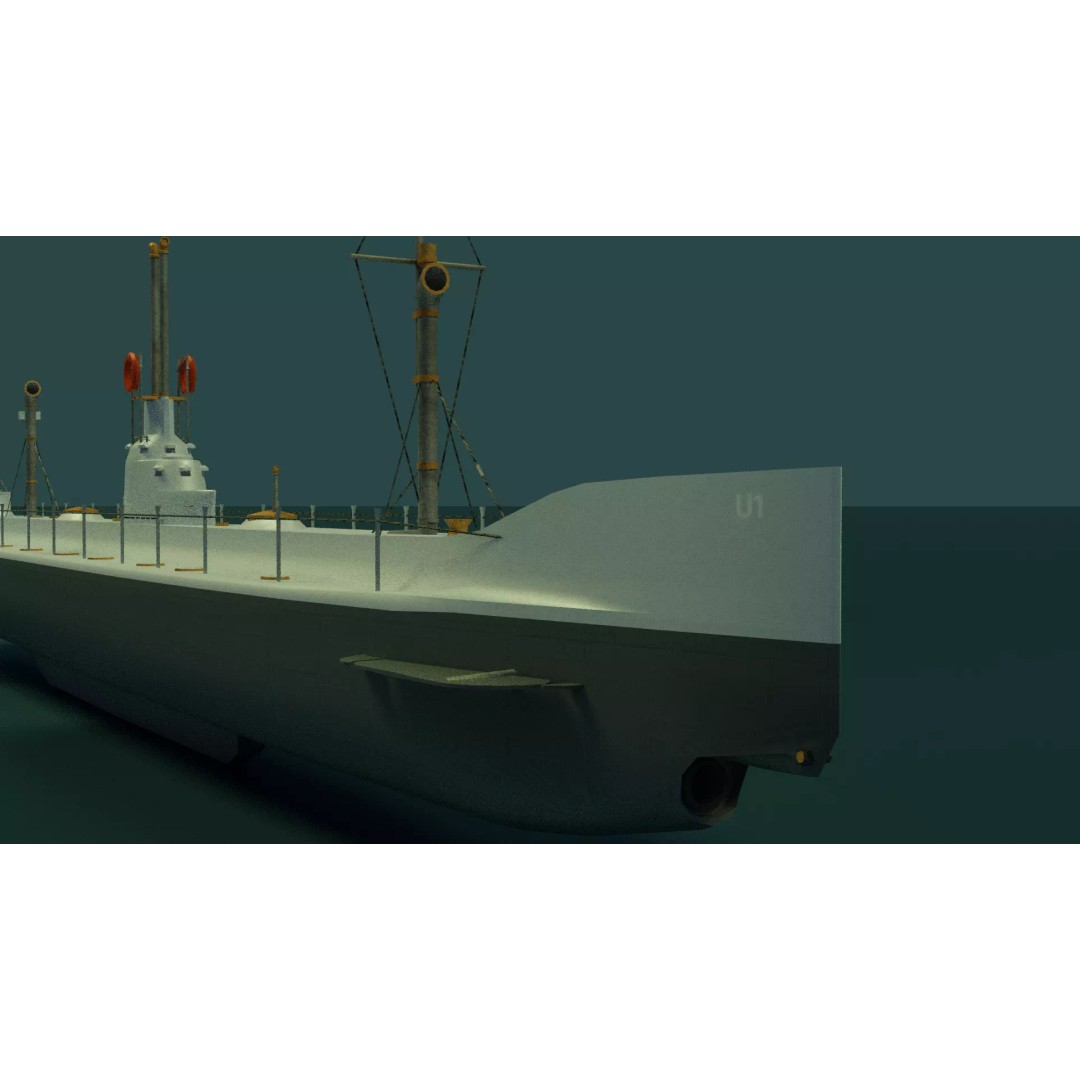 SMS U1 U-Boat 3D Model – Low Poly PBR Game Asset, Blender, FBX - View 17