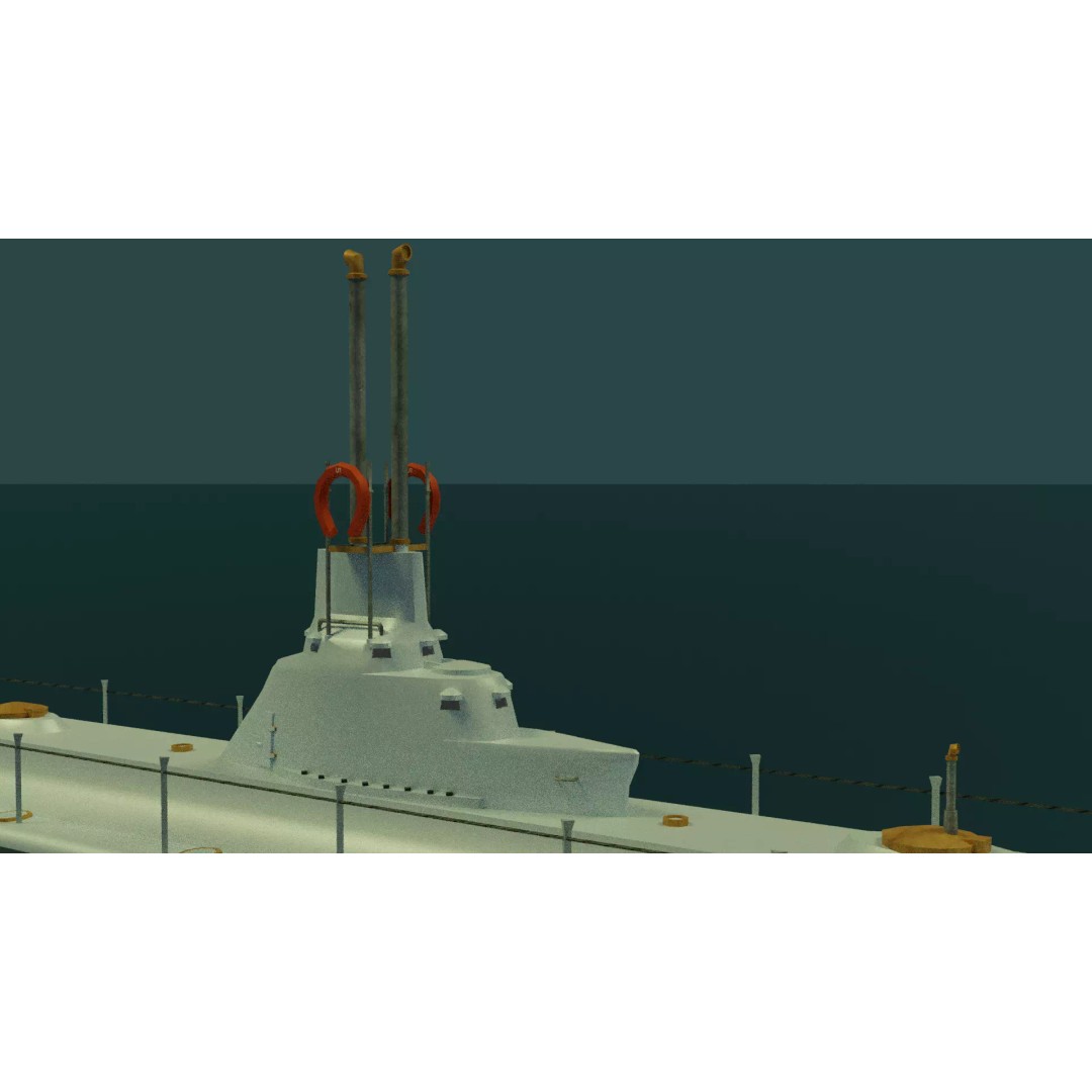 SMS U1 U-Boat 3D Model – Low Poly PBR Game Asset, Blender, FBX - View 18