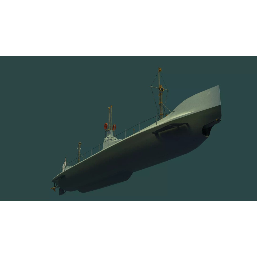SMS U1 U-Boat 3D Model – Low Poly PBR Game Asset, Blender, FBX - View 20