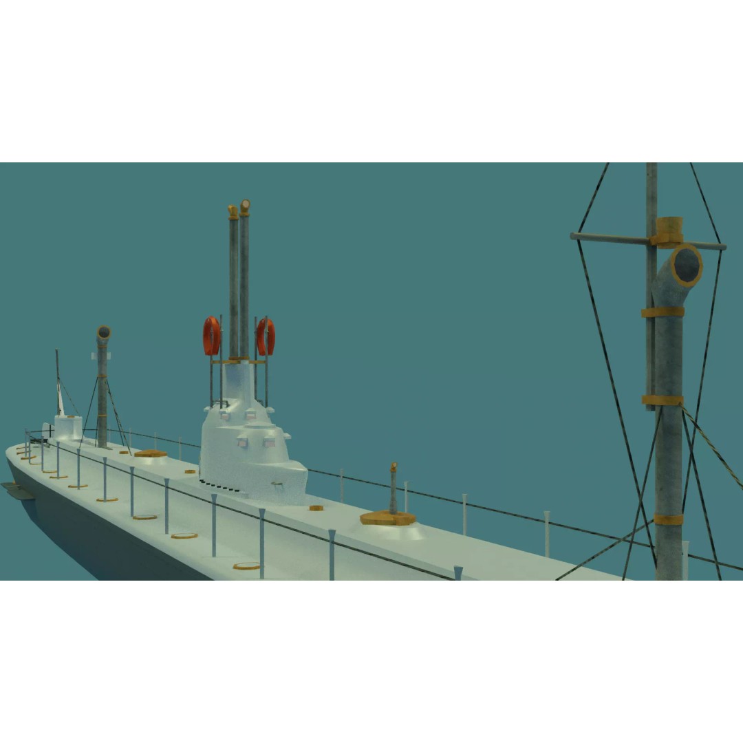 SMS U1 U-Boat 3D Model – Low Poly PBR Game Asset, Blender, FBX - View 21