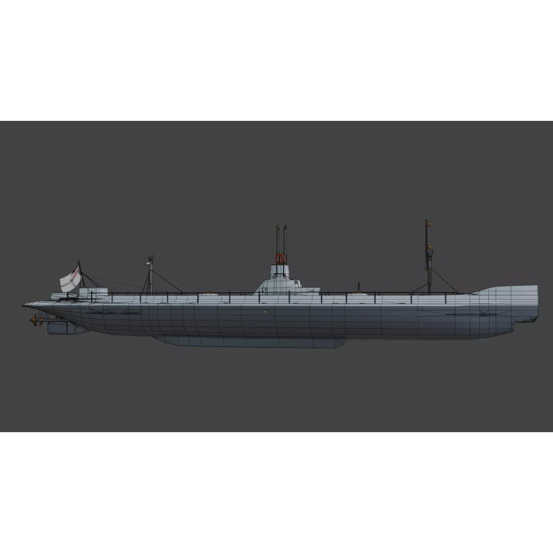SMS U1 U-Boat 3D Model – Low Poly PBR Game Asset, Blender, FBX - View 22