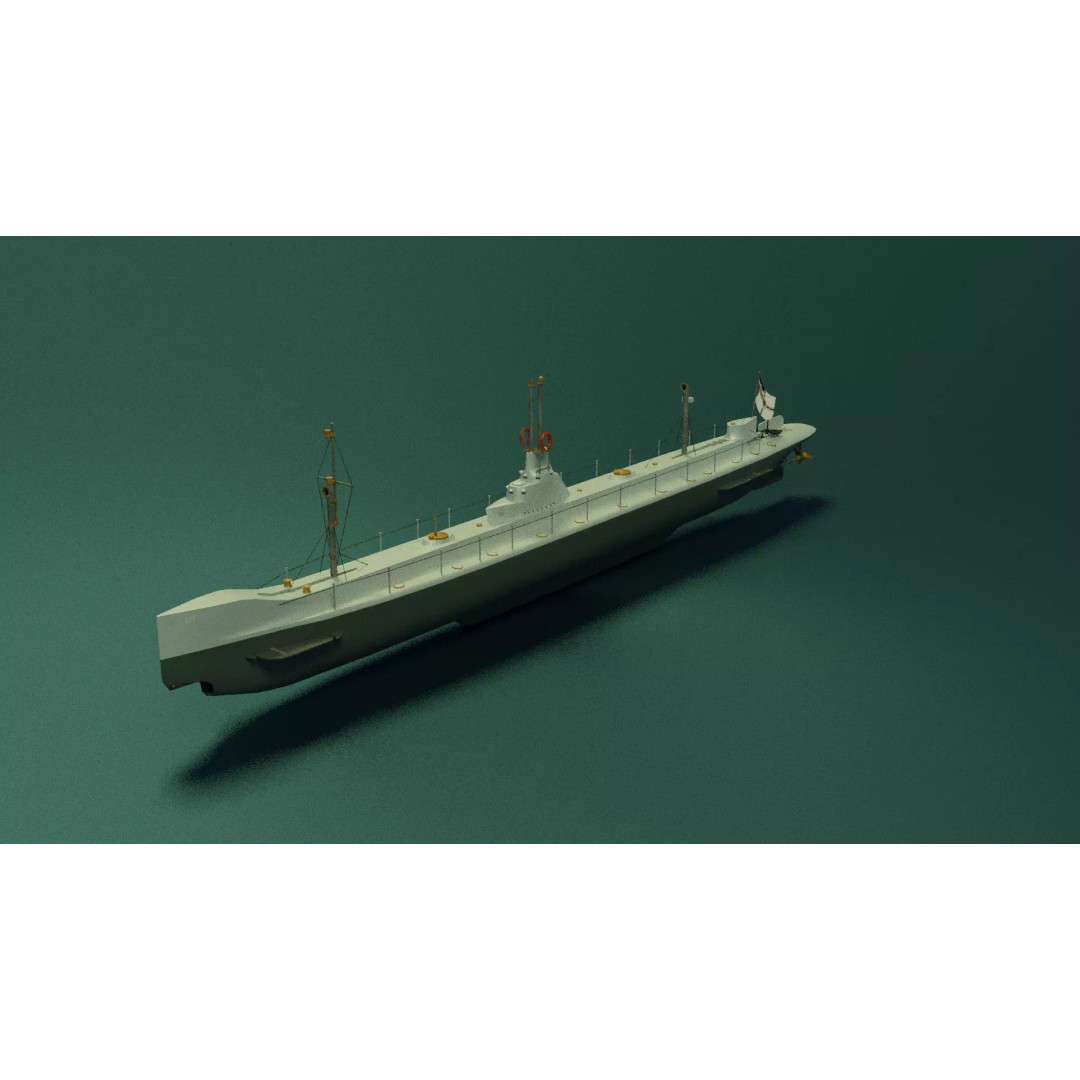 SMS U1 U-Boat 3D Model – Low Poly PBR Game Asset, Blender, FBX - View 3