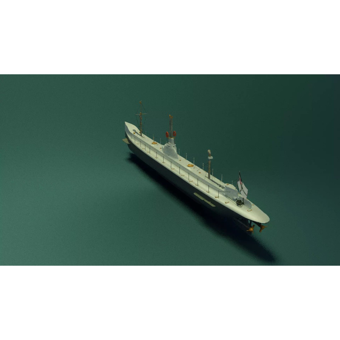 SMS U1 U-Boat 3D Model – Low Poly PBR Game Asset, Blender, FBX - View 6
