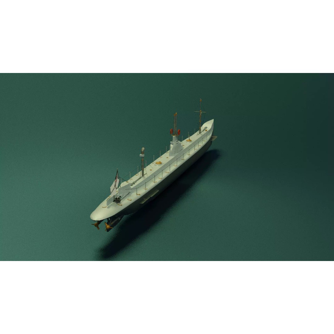 SMS U1 U-Boat 3D Model – Low Poly PBR Game Asset, Blender, FBX - View 7