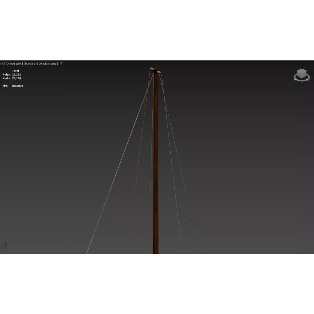 Vintage Wooden Sailing Yacht 3D Model – Gaff Rigged, PBR, FBX - View 4