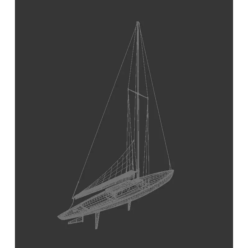 Vintage Wooden Sailing Yacht 3D Model – Gaff Rigged, PBR, FBX - View 6