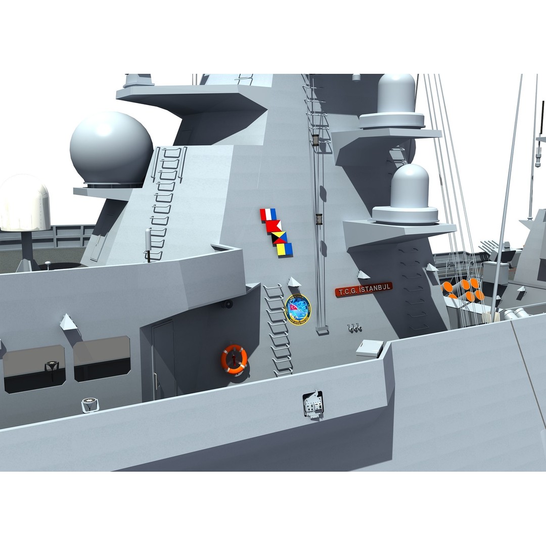 TCG Istanbul Frigate 3D Model – High Poly Military Watercraft, FBX - View 10