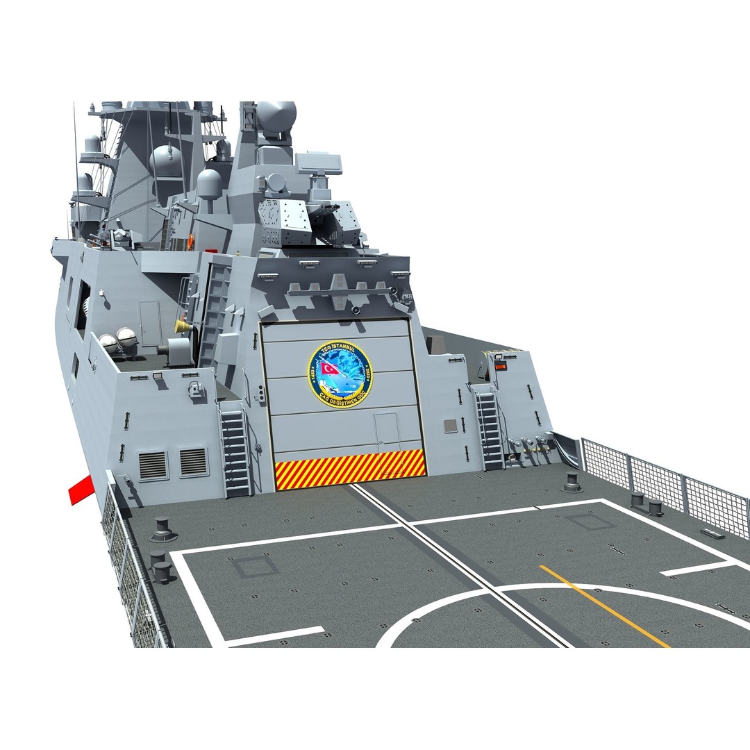 TCG Istanbul Frigate 3D Model – High Poly Military Watercraft, FBX - View 12