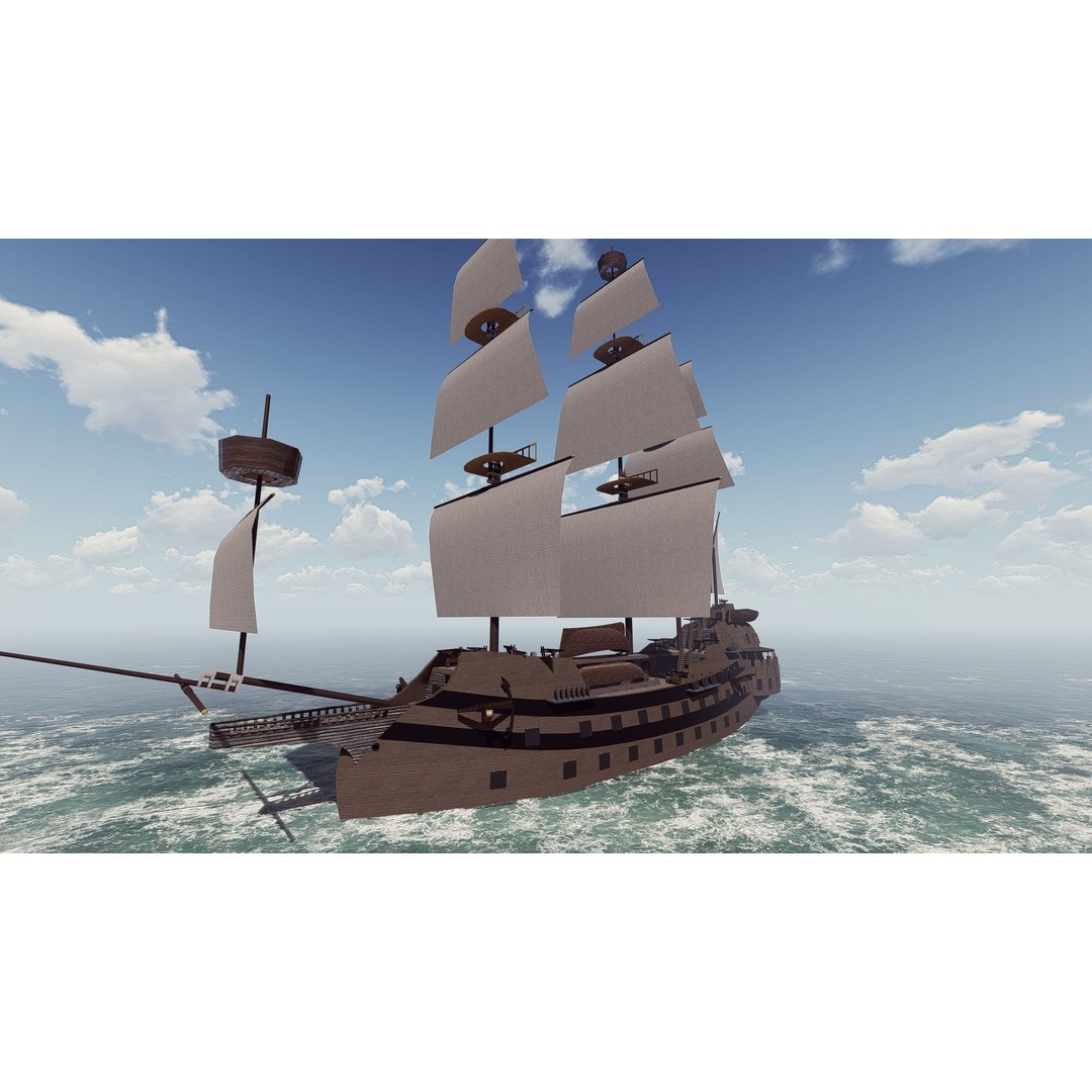 Galeon Ship 3D Model – Detailed Pirate Warship, FBX, Blender - View 12