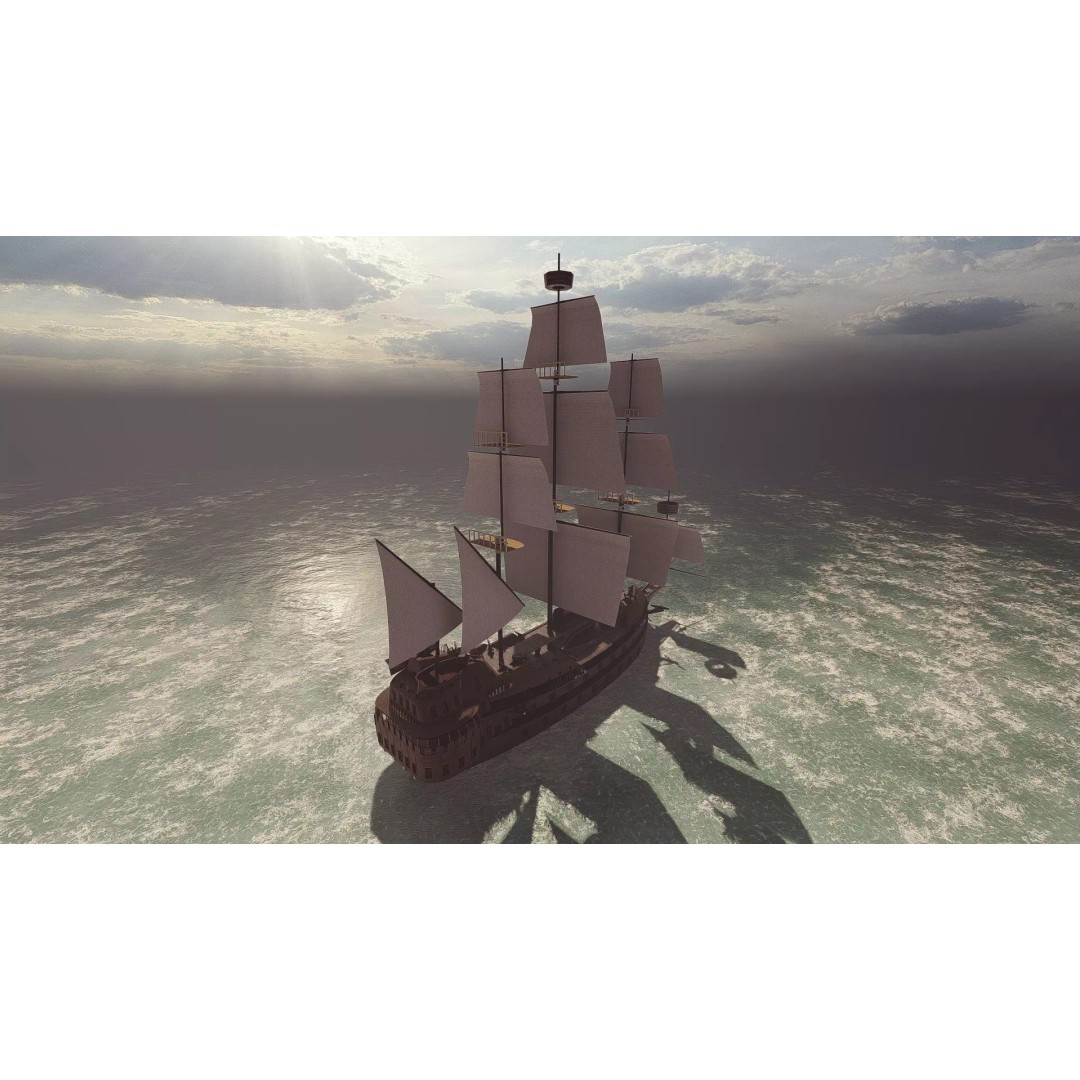 Galeon Ship 3D Model – Detailed Pirate Warship, FBX, Blender - View 2