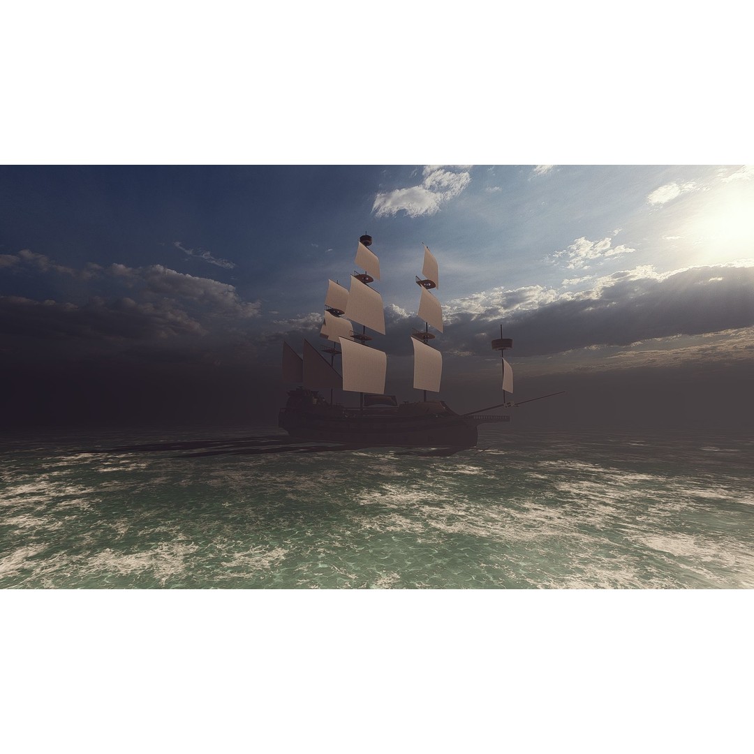 Galeon Ship 3D Model – Detailed Pirate Warship, FBX, Blender - View 3
