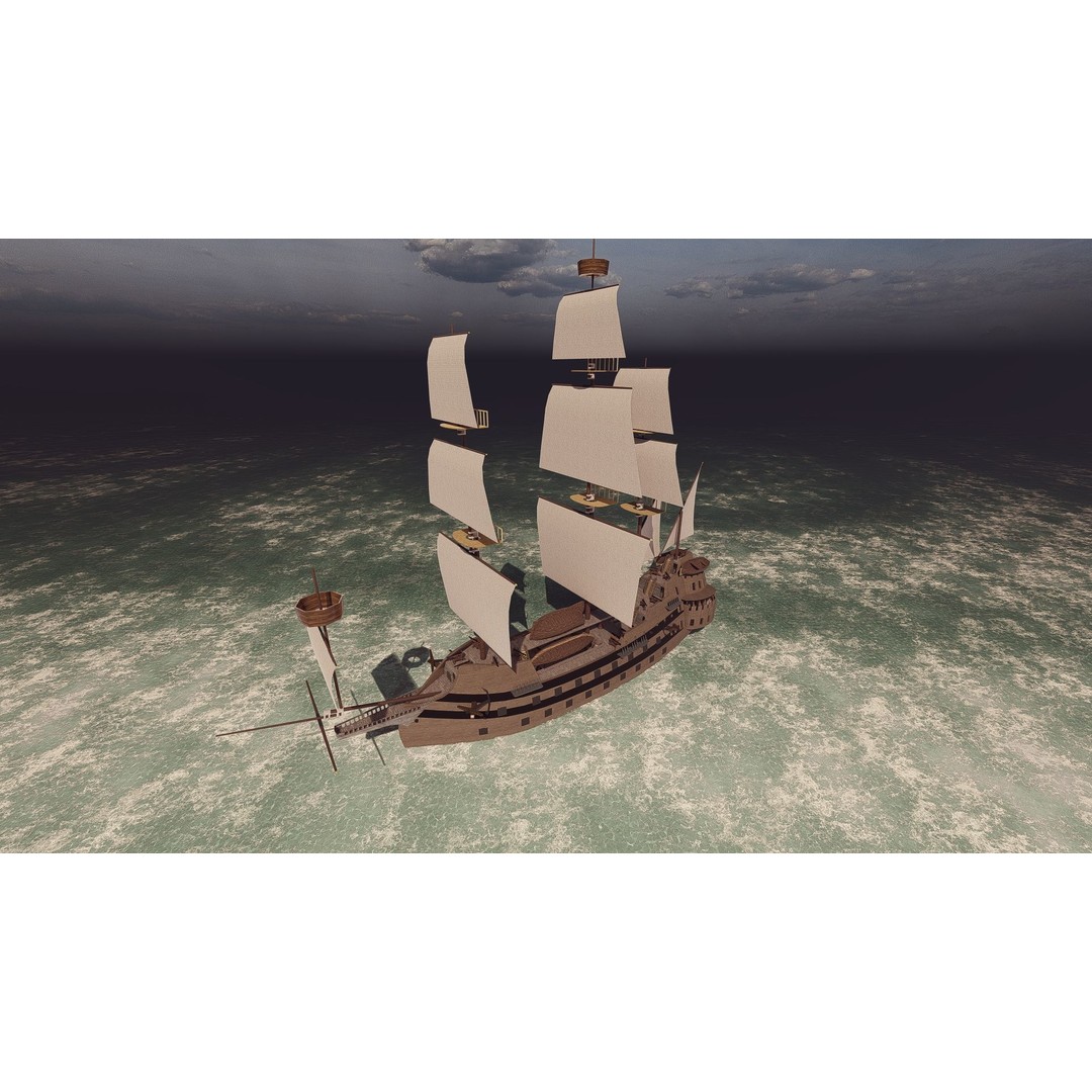 Galeon Ship 3D Model – Detailed Pirate Warship, FBX, Blender - View 4