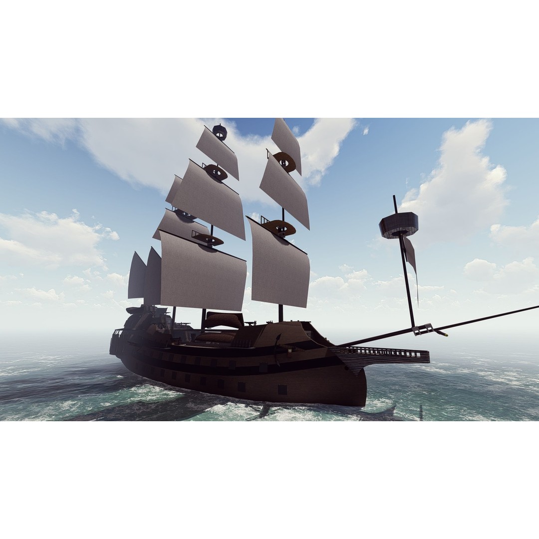 Galeon Ship 3D Model – Detailed Pirate Warship, FBX, Blender - View 6