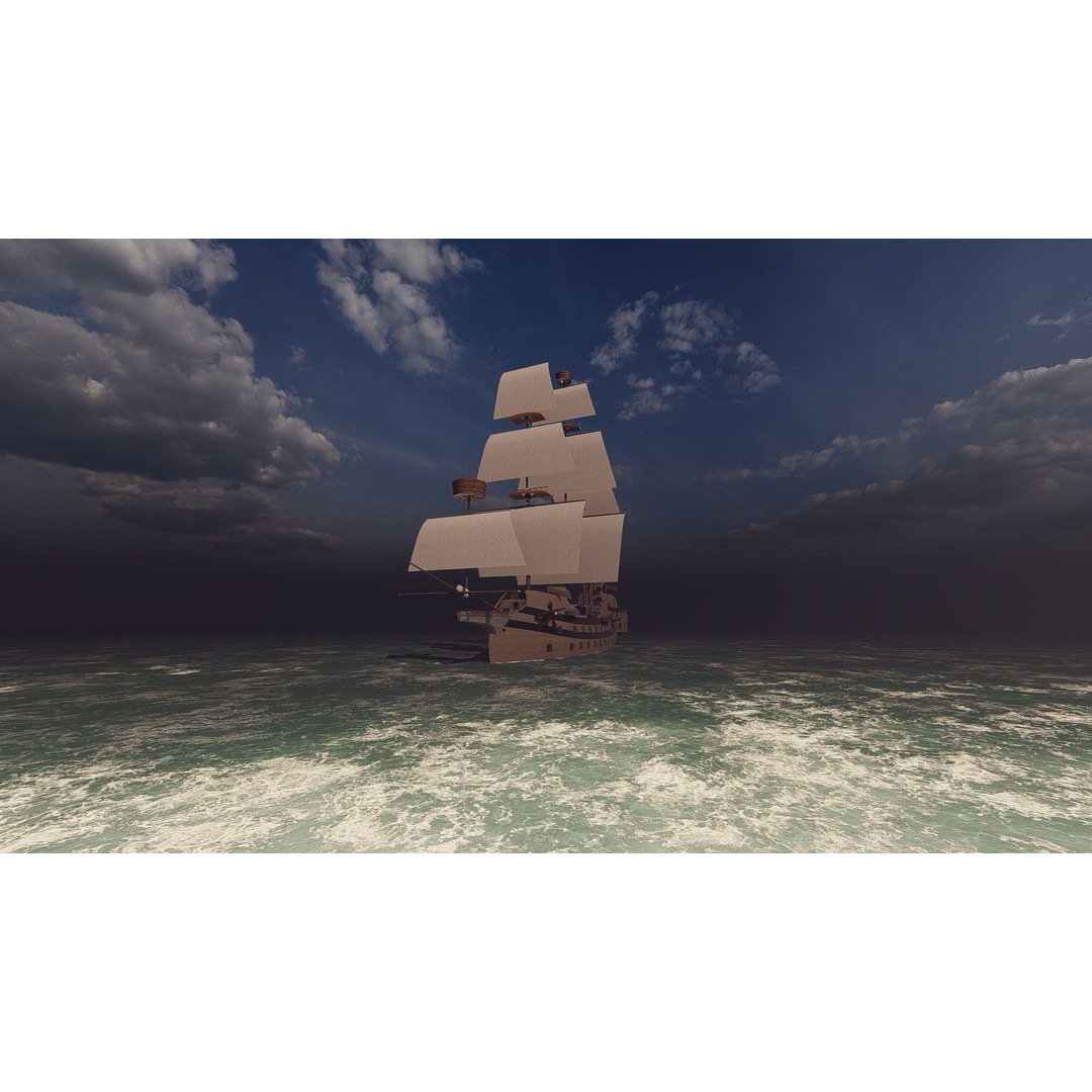 Galeon Ship 3D Model – Detailed Pirate Warship, FBX, Blender - View 7